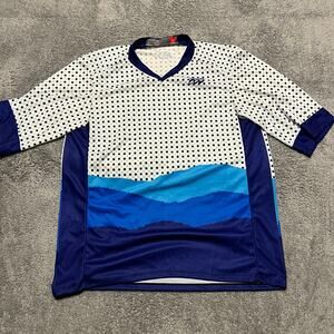 Podiumwear Shirt Mens Medium Performance Tshirt Blue Dots Geometric Cycle